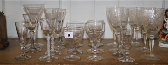 A group of 18th-20th Century drinking glasses